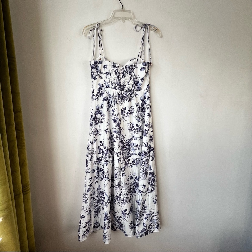 Petal & Pup Azelia White Blue Floral Tie Shoulder Midi Dress 8 - Picture 10 of 10